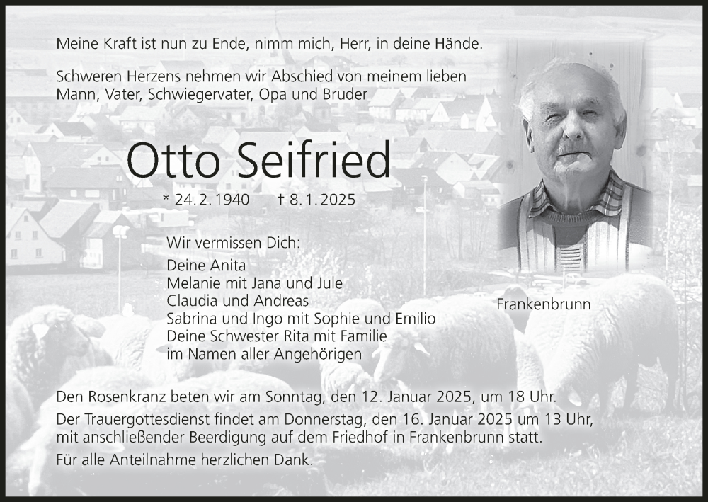  Traueranzeige für Otto Seifried vom 11.01.2025 aus MGO
