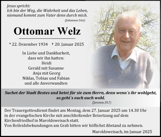 Anzeige von Ottomar Welz von MGO