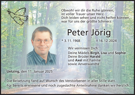 Anzeige von Peter Jörig von MGO