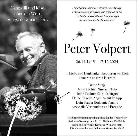 Anzeige von Peter Volpert von MGO