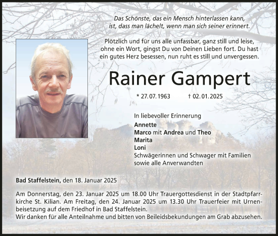 Anzeige von Rainer Gampert von MGO