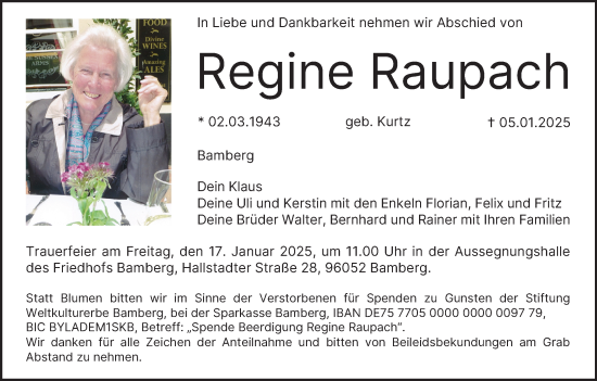 Anzeige von Regine Raupach von MGO