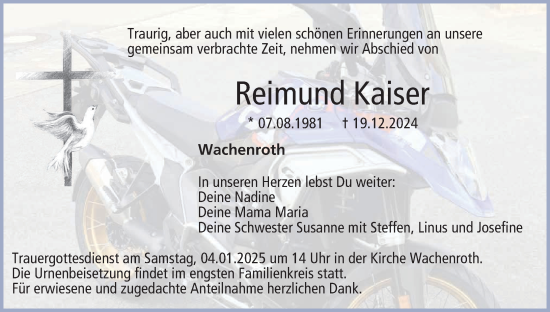 Anzeige von Reimund Kaiser von MGO