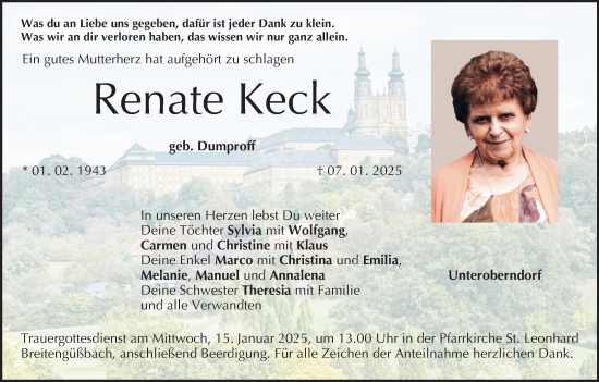 Anzeige von Renate Keck von MGO