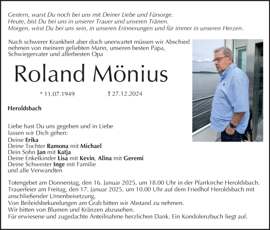 Anzeige von Roland Mönius von MGO