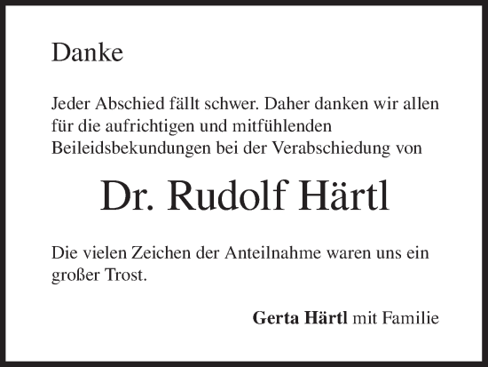 Anzeige von Rudolf Härtl von MGO