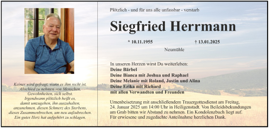 Anzeige von Siegfried Herrmann von MGO