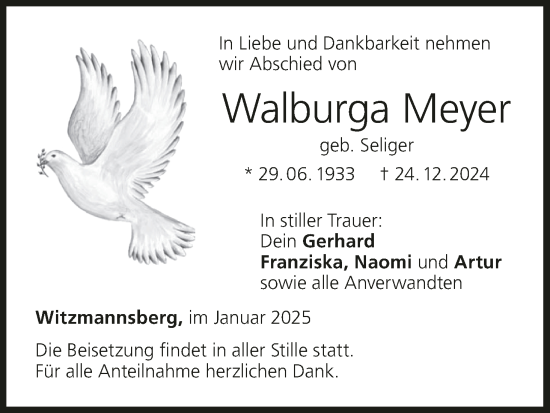 Anzeige von Walburga Meyer von MGO