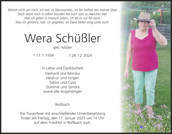 Anzeige von Wera Schüßler von MGO