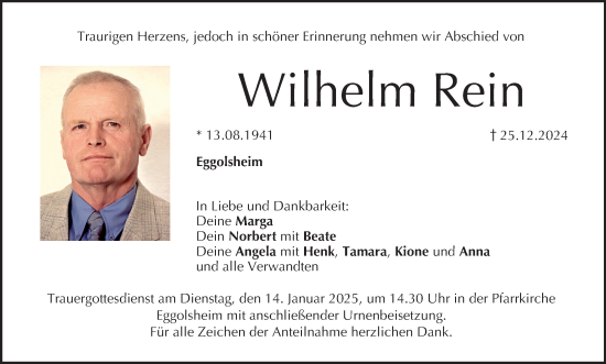 Anzeige von Wilhelm Rein von MGO