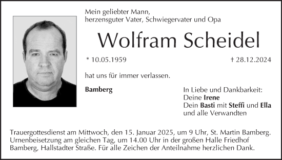 Anzeige von Wolfram Scheidel von MGO