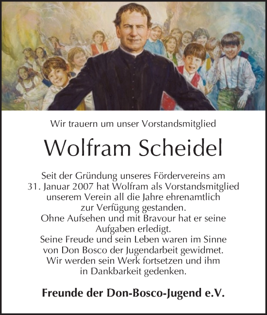 Anzeige von Wolfram Scheidel von MGO