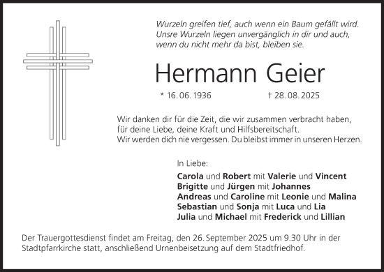 Anzeige von Hermann Geier von MGO