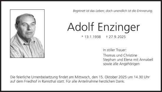 Anzeige von Adolf Enzinger von MGO