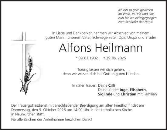 Anzeige von Alfons Heilmann von MGO