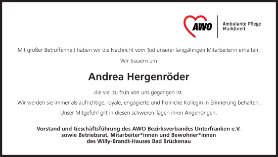 Anzeige von Andrea Hergenröder von MGO