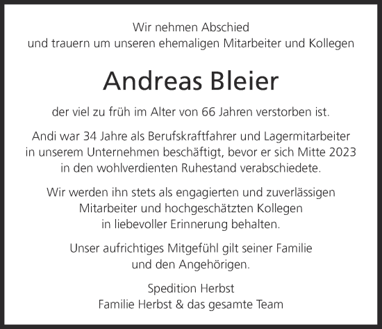 Anzeige von Andreas Bleier von MGO