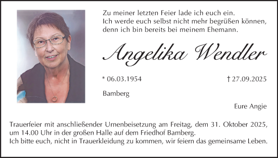 Anzeige von Angelika Wendler von MGO