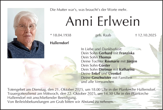 Anzeige von Anni Erlwein von MGO