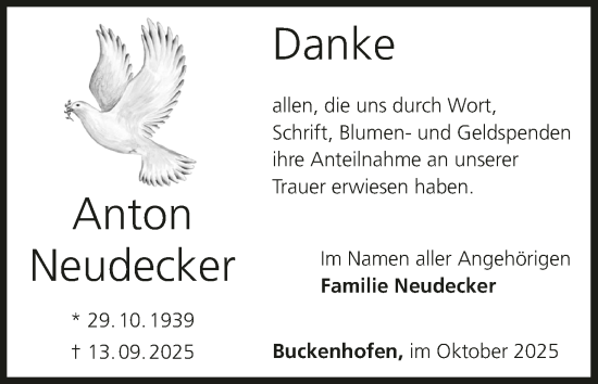 Anzeige von Anton Neudecker von MGO