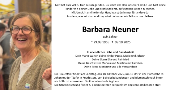 Anzeige von Barbara Neuner von MGO