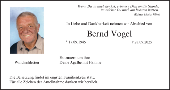 Anzeige von Bernd Vogel von MGO