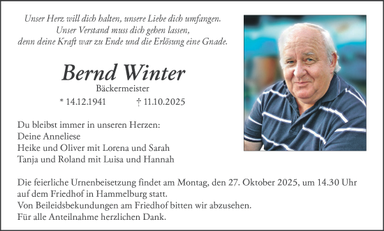 Anzeige von Bernd Winter von MGO