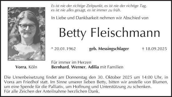 Anzeige von Betty Fleischmann von MGO