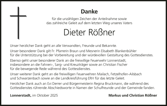 Anzeige von Dieter Rößner von MGO