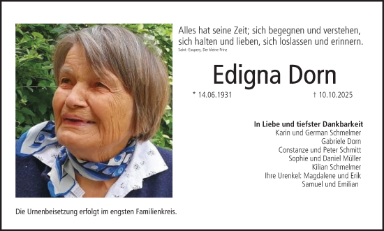 Anzeige von Edigna Dorn von MGO