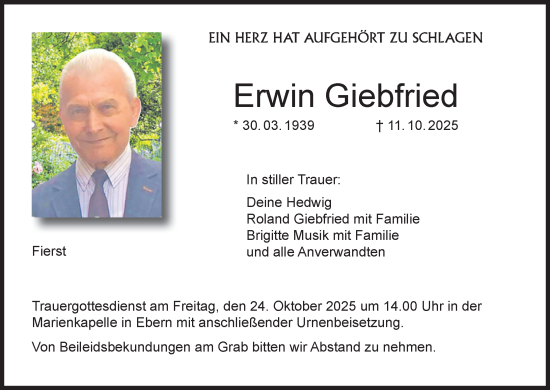 Anzeige von Erwin Giebfried von MGO