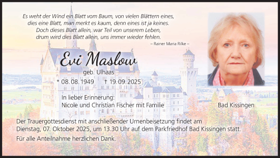Anzeige von Evi Maslow von MGO
