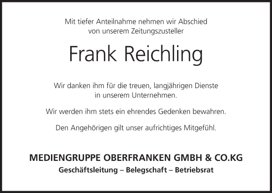 Anzeige von Frank Reichling von MGO