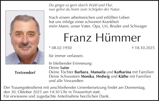 Anzeige von Franz Hümmer von MGO