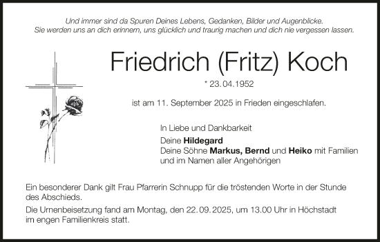 Anzeige von Friedrich Koch von MGO