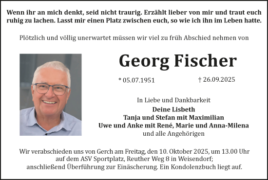 Anzeige von Georg Fischer von MGO