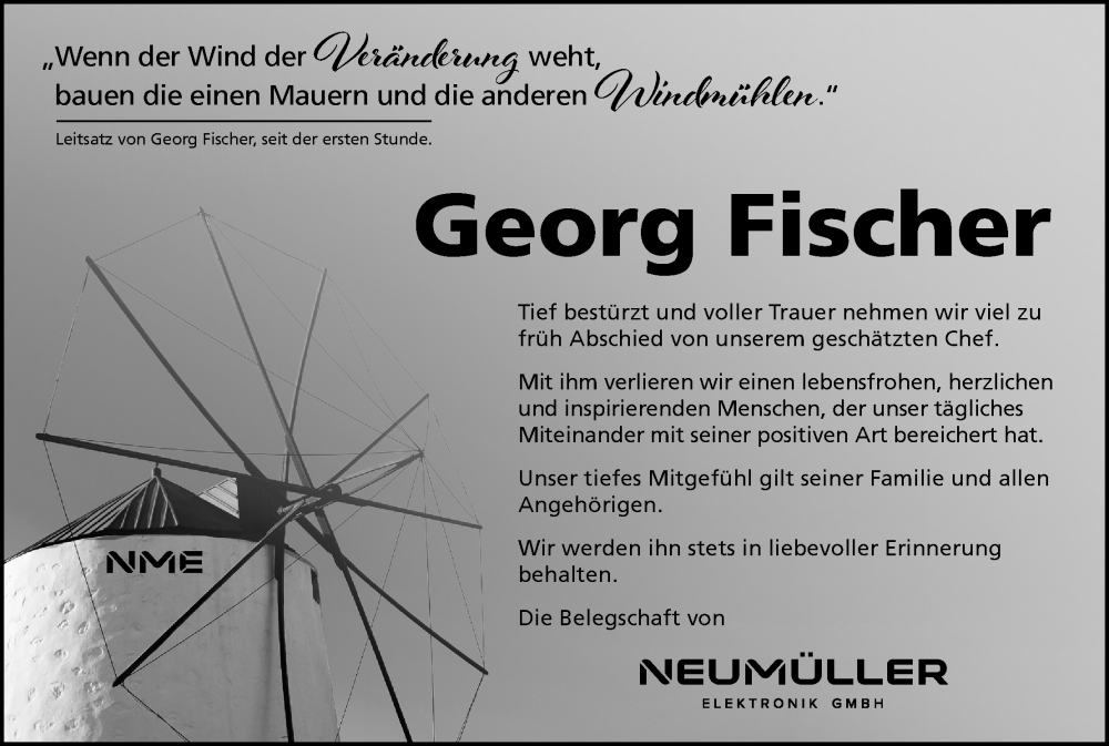  Traueranzeige für Georg Fischer vom 04.10.2025 aus MGO