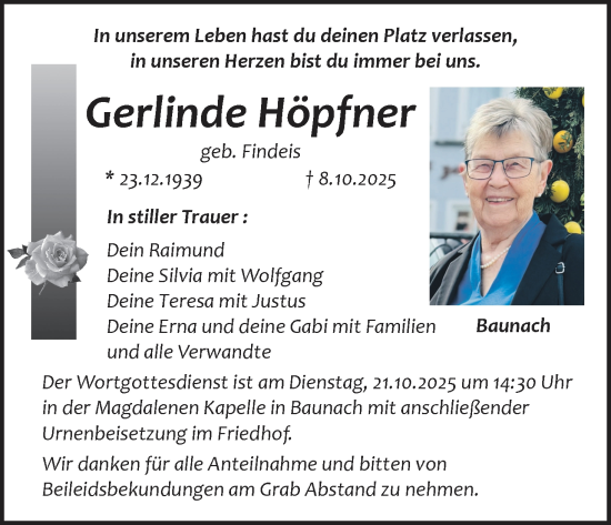 Anzeige von Gerlinde Höpfner von MGO