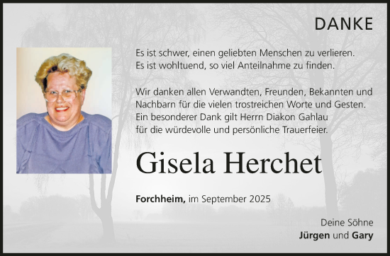 Anzeige von Gisela Herchet von MGO