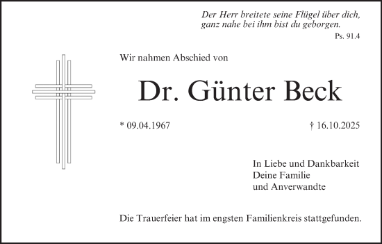 Anzeige von Günter Beck von MGO