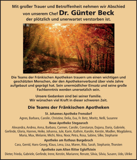 Anzeige von Günter Beck von MGO