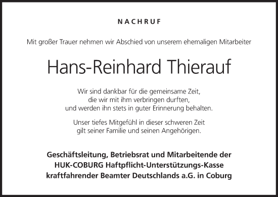 Anzeige von Hans-Reinhard Thierauf von MGO