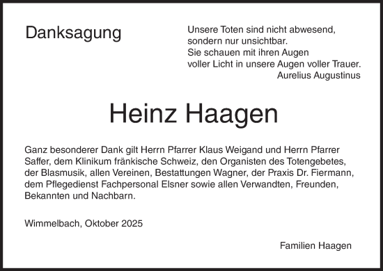 Anzeige von Heinz Haagen von MGO