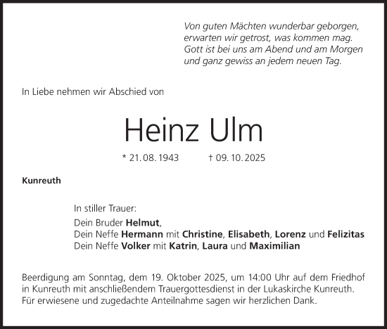 Anzeige von Heinz Ulm von MGO