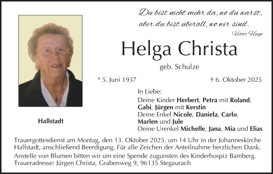 Anzeige von Helga Christa von MGO