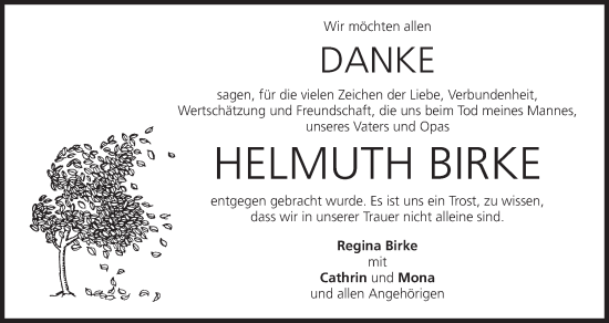 Anzeige von Helmuth Birke von MGO