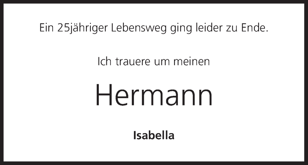  Traueranzeige für Hermann  vom 25.10.2025 aus MGO