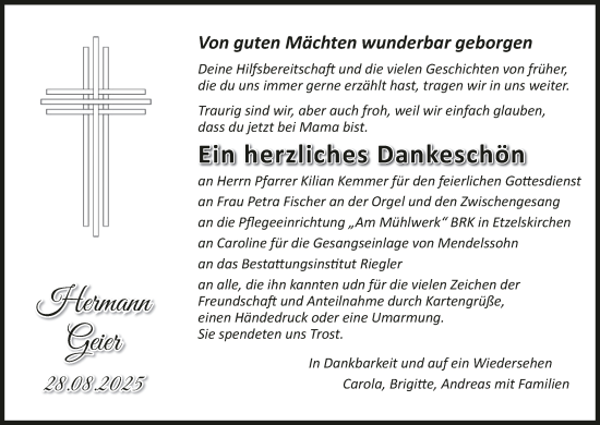 Anzeige von Hermann Geier von MGO