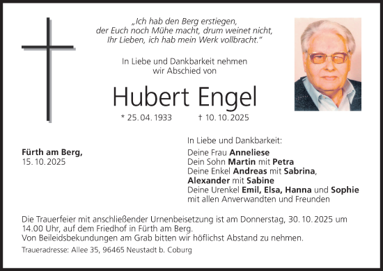 Anzeige von Hubert Engel von MGO