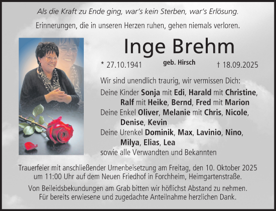 Anzeige von Inge Brehm von MGO